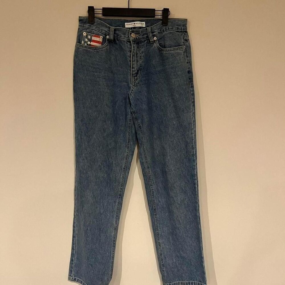 Tommy Hilfiger Jeans Womens 6 Medium Wash Straight Leg American Flag Coin Pocket